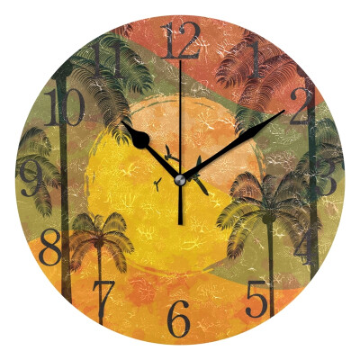 

Wall Clock Arabic Numerals Design Summer Sunset Round