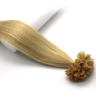 

Pre Bonded Nail U Tip Keratin Fusion Real Hair Womens Human Hair Extension Straight 613 Light Blonde 100s 16-22inches