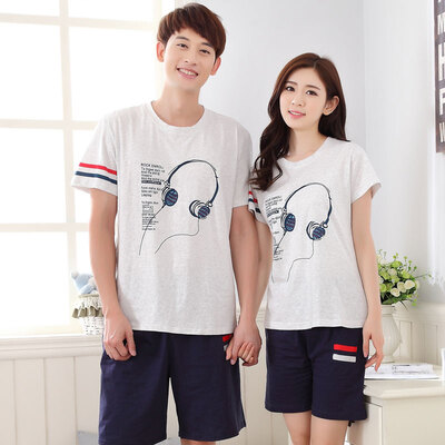 

Арктическая кашемир с короткими рукавами пижамы удобная пара пижамы домашняя мужская и женская пижамы домашнее обслуживание летние мужчины и женщины пижамы B541105712 наушники женские M