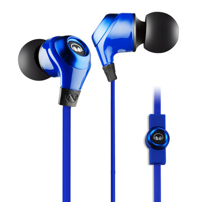 

Monster Monster MobileTalk with headset earphones headphones hanging neck suction magnetic anti-drop single button line control earphone headset blue
