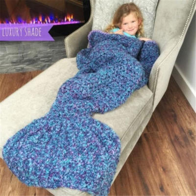 

Kids Knitted Mermaid Tail Blanket Sleeping Bag Sofa Mermaid Throw Blanket