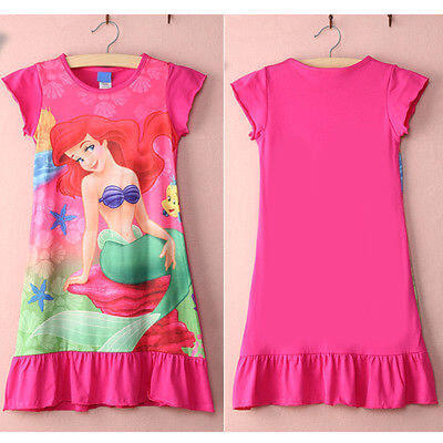

6-16Yr Girl Child Kids Little Mermaid Ariel Skirt Pyjama Nightwear Nightie Dress