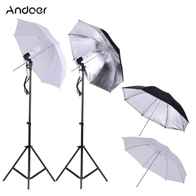 

Andoer Photo Studio Continuous Umbralle Lighting Kit with 2 2m Light Stand 2 45W 5500K Photo Lamp Bulb 2 83cm Translucen