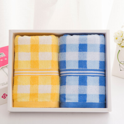 

Jingdong Supermarket] Grace (Grace) Towel Home Textiles Candy Color Checkered Towel Gift Box Two Striped Green / Blue 85g / Article 68 * 32cm