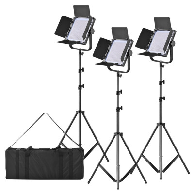 

LED-600A 3pcs LED Video Light Panel with 197cm78" Metal Light Stand 40W Dimmable 576pcs Beads FilterU-BracketCarry Bag for Can