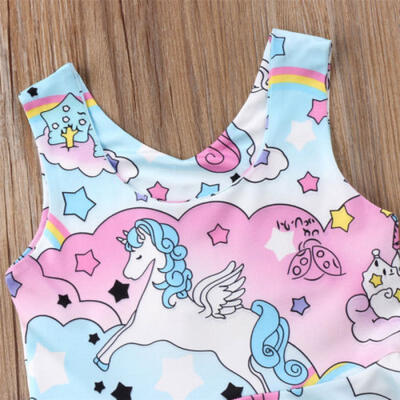 

Kid Baby Girls Unicorn Floral Party Pageant Dress Sundress Clothes Casual 1-6Y