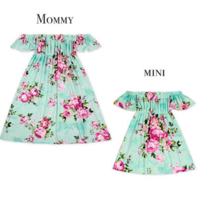 

NEW Mother Daughter Matching Dresses Summer Women Girl Dress Clothes Outfits