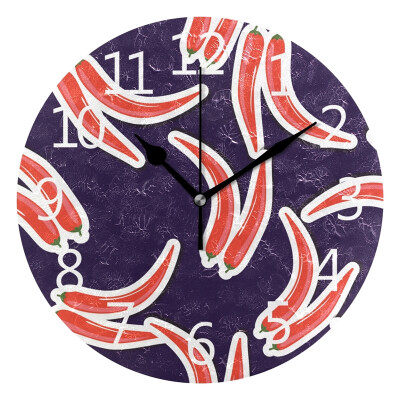 

Wall Clock Arabic Numerals Design Hot Pepper Pattern Round