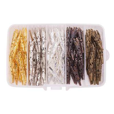 

PH PANDAHALL 100 Pcs Flower Shape Iron Bead Caps Filigree End Caps For Earrings Lengthened