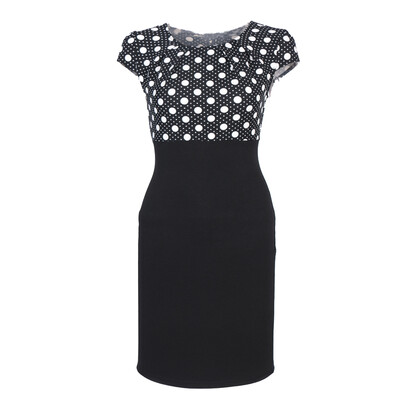 

Elegant Autumn New Style Print Patchwork Women 34 Sleeve Vintage Pinup Casual Work Office Party Bodycon Sheath Plus Size Dress