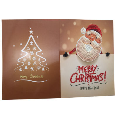 

UpperX 5D DIY Diamond Painting Cartoon Merry Xmas Card Paper Greeting Postcards Crafts Kids Festival Greet CardsRed santa claus