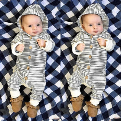 

USStock Baby Boy Girl Kid Hooded Romper Jumpsuit Bodysuit Clothes Sweater Outfit