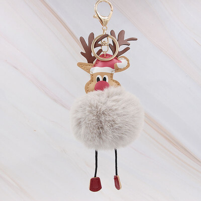 

Cute Christmas Gift Deer Keychain for Women Pom Pom Ball Keychains