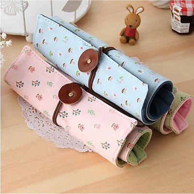 

Retrò Vintage Matita Penna Astuccio Rotolo Cosmetico Marsupio Porta Pennelli
