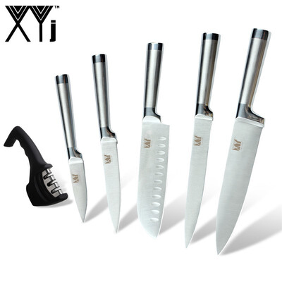 

XYj Kitchen Knife Sharpener 8" Chef Slicing 7" Santoku 5" Utility 35" Fruit Kitchen Knife 6 Piece Set