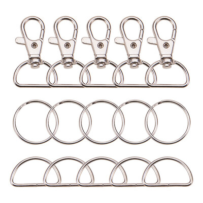

PH PANDAHALL 1 Set Iron Key Clasp Sets with Swivel Lobster Claw Clasps&Split Key Rings