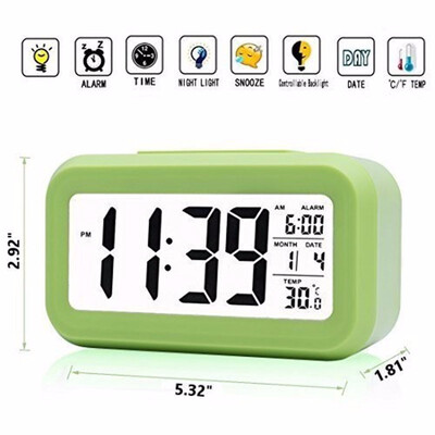 

Outdoor Battery Operated Small Digital Alarm Clock - Snooze Date Temperature&Light Sensor