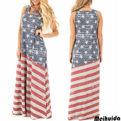 

Women Sleeveless Summer Boho Maxi Long Evening Party Beach Dress Floral Sundress