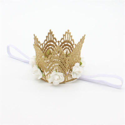 

Toddler Baby Girls Crown Headband Princess Floral Tiara Lace Wedding Headwear