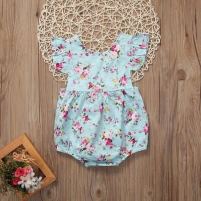 

Kids Toddler Baby Girl Bat Sleeve Romper Floral Bodysuit Summer One-Piece Outfit