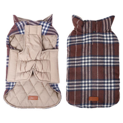 

Waterproof Pet Dog Reversible Plaid Coat Winter Warm Apparel Clothes -XXXL