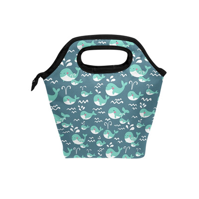 

Lunch Bag Tote Bag Blue Whale Travel Picnic Organizer Lunch Holder Handbags Lunch Bag Box for Office