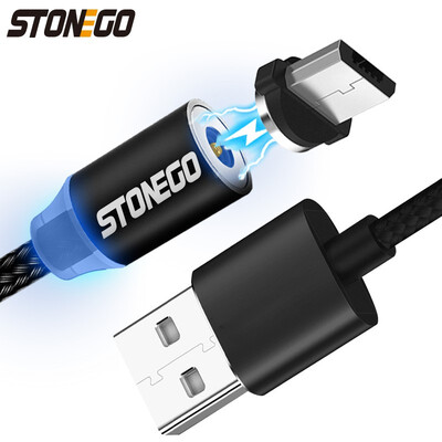 

STONEGO Magnetic Charging Cable Micro USB Cables LED Lights Up Detachable Magnet Adapters Nylon Braided Wires