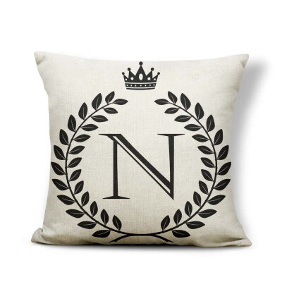 

Alphabet Letter A-Z Cushion Covers Family Initial King Queen Crown Pillow Case School Home Gifts Toss Pillow Large Cotton Linen