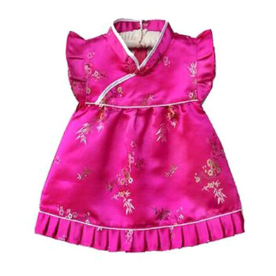 

Buenos Ninos Girls Short Sleeve Cheongsam Baby Qipao Patterned Cloth Set