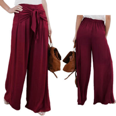 

Women Casual Palazzo High Waist Career Wide Leg Culottes Trousers Loose Pants