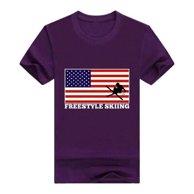 

American Pride Freestyle Skiing United States Flag Short Sleeve T-Shirt