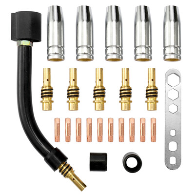 

24PCSSet 15AK Torch Consumable Electrode Shield Cup Link Rod Tips Goose Neck Bend For MIG Welding Machine