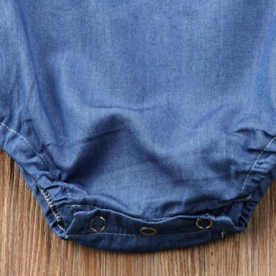 

Toddler Infant Baby Girls Ruffle Denim Romper Bodysuit Jumpsuit Outfits Sunsuit