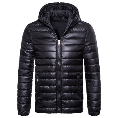 

Mens Fashion Casual Solid Color Hoodied Side Pockets Long Sleeve Padded Down Jacket