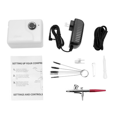 

Dual Action Airbrush Air Compressor Kit Air Pump for Art Painting Tattoo Craft Cake Spray Pen Tool Set