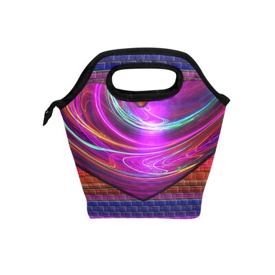 

Insulated Lunch Tote Bag Colorful Heart Travel Picnic Lunch Handbags Portable Zipper Lunch Bag Box