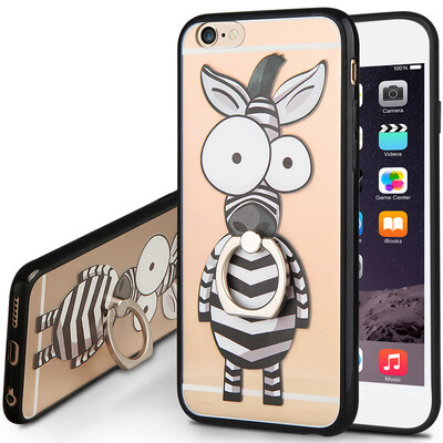 

KOOLIFE Apple 6 / 6s плюс чехол для корпуса iphone6s плюс скоба для пряжки для пальцев Мягкая оболочка / креативная мультяшная окрашенная оболочка Apple 6plus anti-shelling zebra
