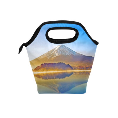 

Insulated Lunch Tote Bag Wonderful Mountain Travel Picnic Lunch Handbags Portable Zipper Lunch Bag Box