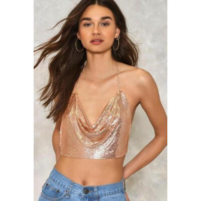 

US Stock Women Sequin Bralette Bra Bustier Crop Tank Top Cami Tops Vest Blouse