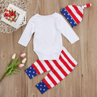 

Toddler Baby Boy Girl Romper American Flag Pants Legging Clothes 3pcs Outfit Set