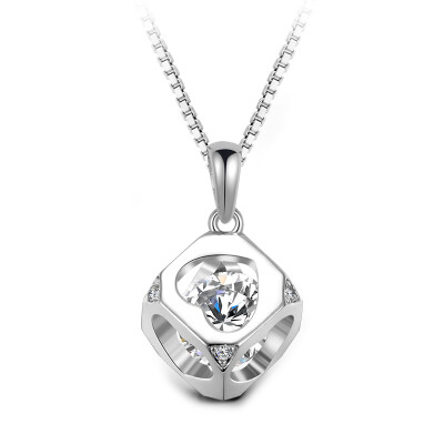 

T400 S925 Silver Necklace Female Mosaic Swarovski Artificial Zircon Lockbone Chain Pendant Love 45cm Girlfriend Valentine's Day Birthday Gift