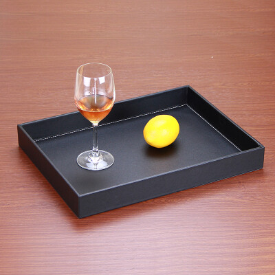 

Yappies leather large tray restaurant hotel wine plate tea tray tray living room desktop fruit sundries storage tray black needle