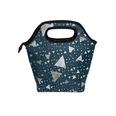 

Insulated Lunch Tote Bag Sliver Triangle Travel Picnic Lunch Handbags Portable Zipper Lunch Bag Box