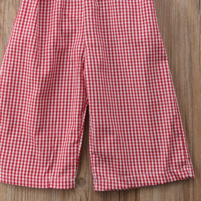 

Toddler Infant Baby Girl Red Plaid Romper Trousers Jumpsuit Clothes Outfits 1-6T
