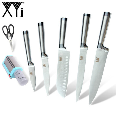 

XYj Kitchen Knives Stainless Steel 8" 7" 5" 35" Kitchen Knife And Blue Electric Knife Sharpener Scissor