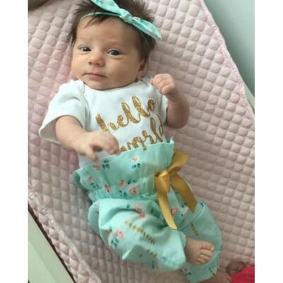 

Lovely Baby Girls Cotton Romper Bodysuit Jumpsuit Pants 3PCS Outfits Clothes