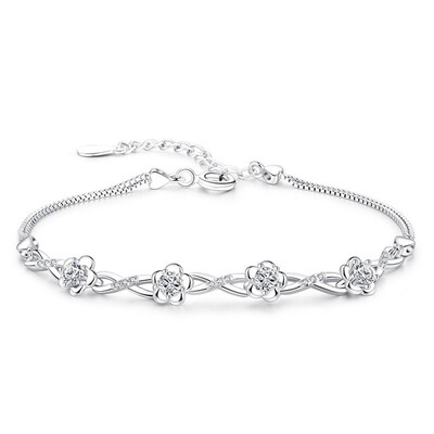 

Cubic Zirconia Flower Charm Bracelets For Women Bride Party Fashion Jewelry Brithday Gift Accessories G49