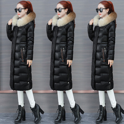 

Over-the-knee padded winter new slim mid-length down cotton coat 90228