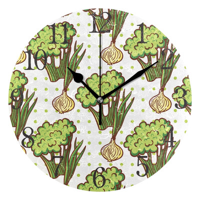 

Wall Clock Arabic Numerals Design Broccoli And Onion Round