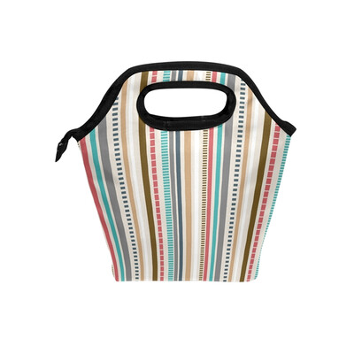 

Lunch Bag Tote Bag Colorful Stripe Travel Picnic Organizer Lunch Holder Handbags Lunch Bag Box